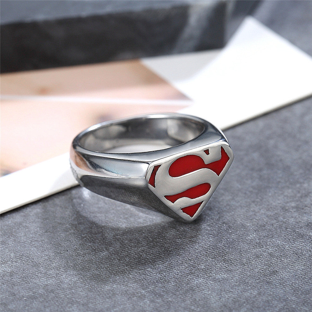 Superman Titanium Steel Ring for Men - European and American Fashion