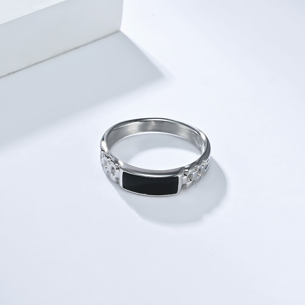 Planderful Unisex Titanium Steel Ring Cool Neutral Style Everyday Jewelry For Men And Women