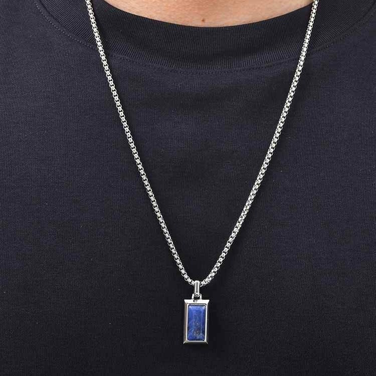 Natural Stone Vintage Black Stainless Steel Pendant