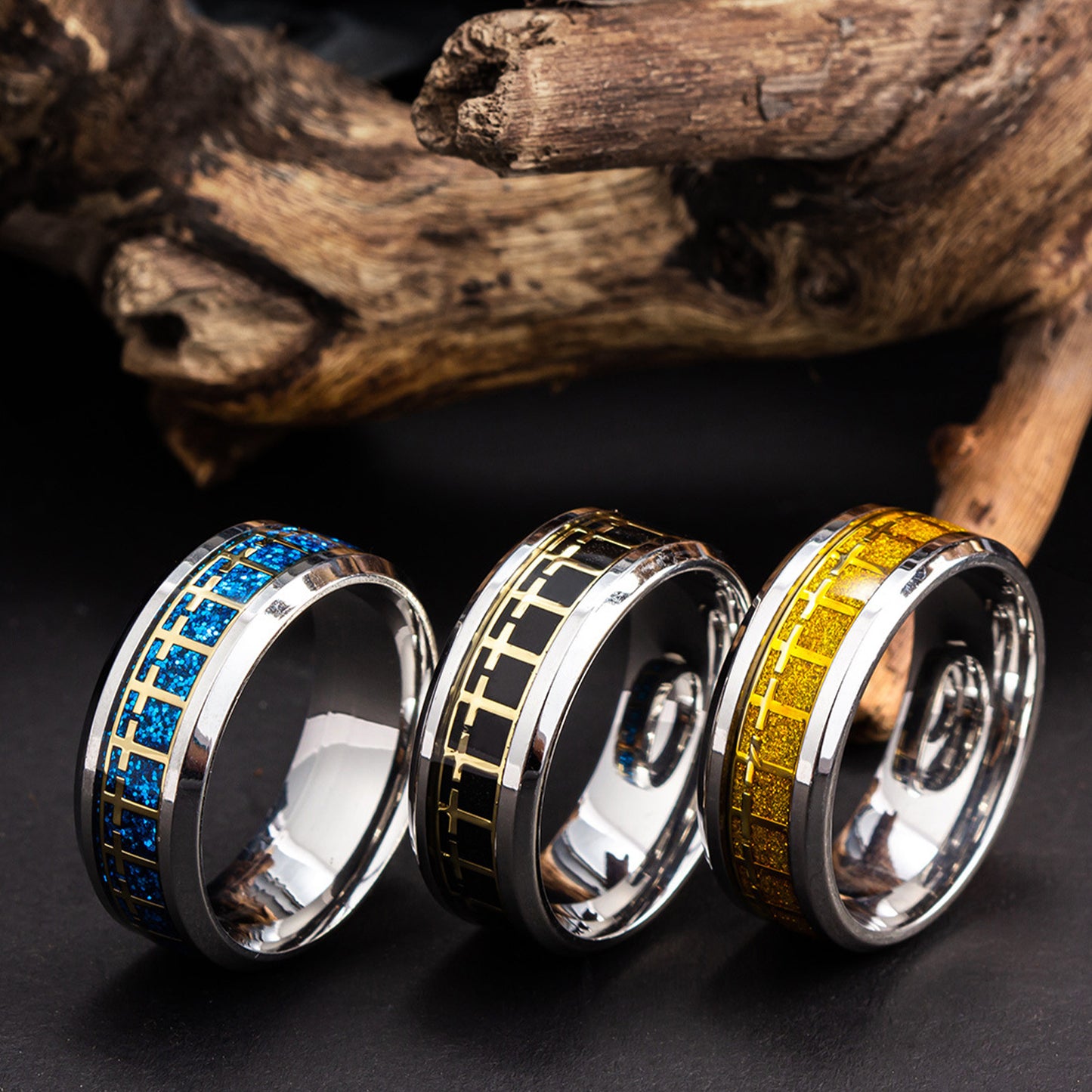 Stainless Steel Cross Ring Two Tone Unisex Planderful Everyday Wear For Men And Women