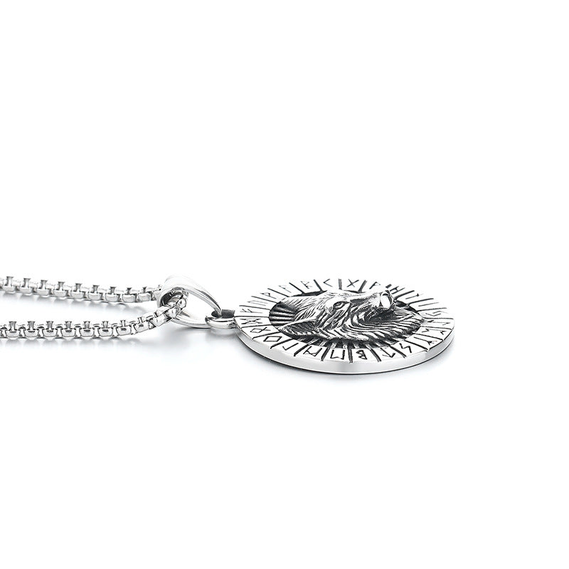Stainless Steel Necklace – Vintage Wolf Head Pendant