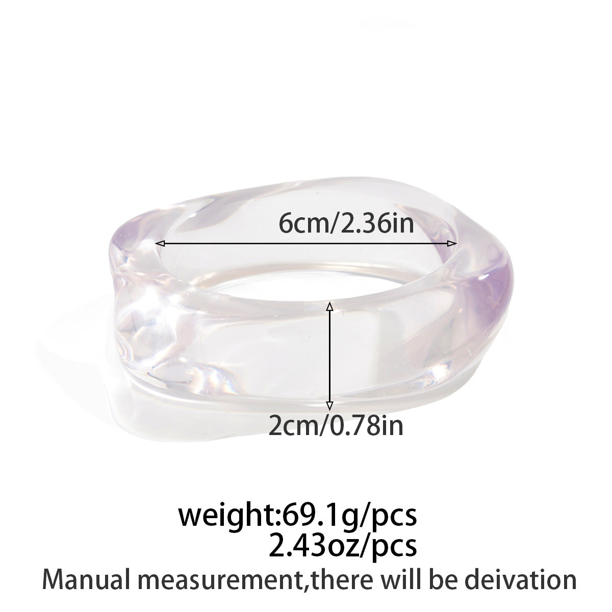 Transparent Irregular Section Bracelet Glossy Stacked Bracelet