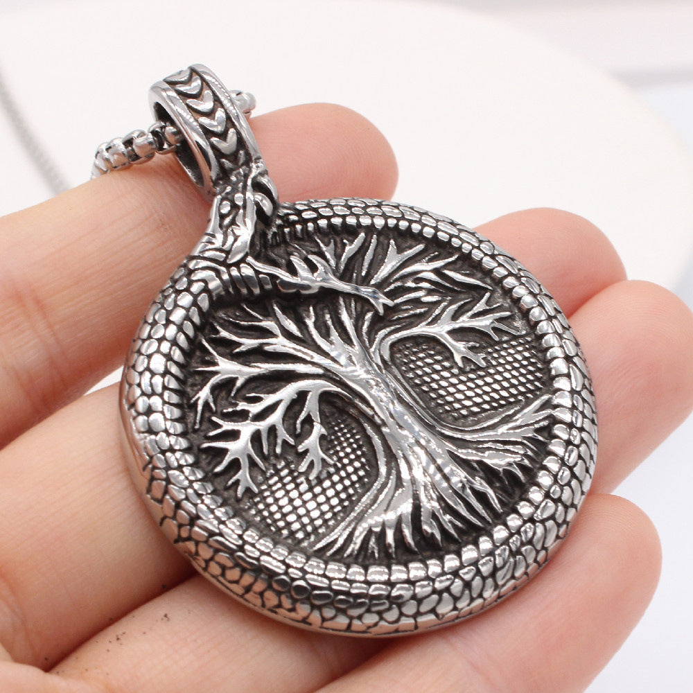 Planderful Viking Life Tree Pendant Titanium Steel Necklace For Men And Women Unisex Protection Statement