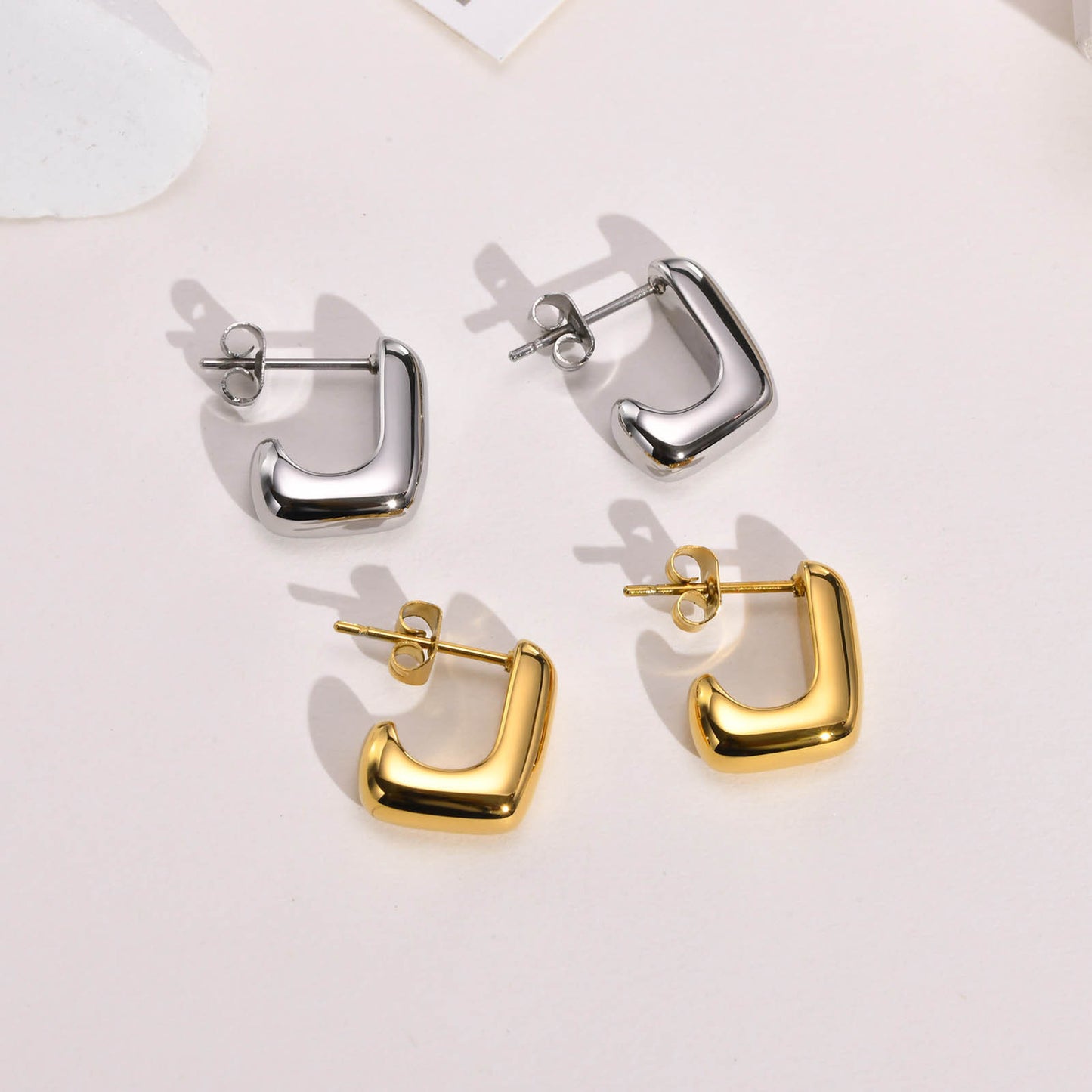 Stainless Steel Bare Body Geometric Gold Square Earrings Wholesale