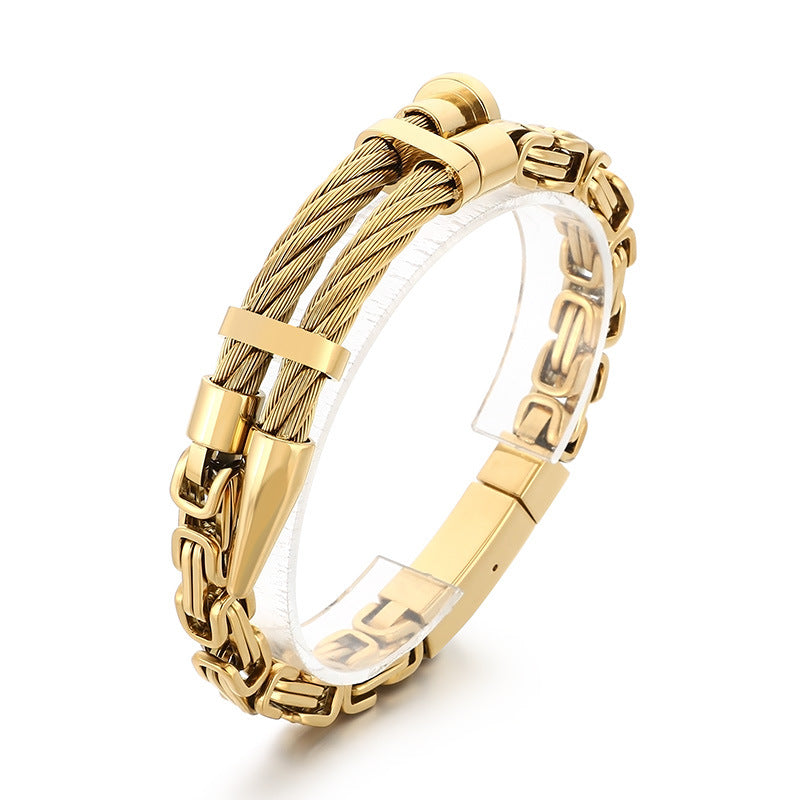 Design Braided Wire Steel Wire Nail – Punk Rock Emperor Chain Titanium Steel Men's Bracelet
