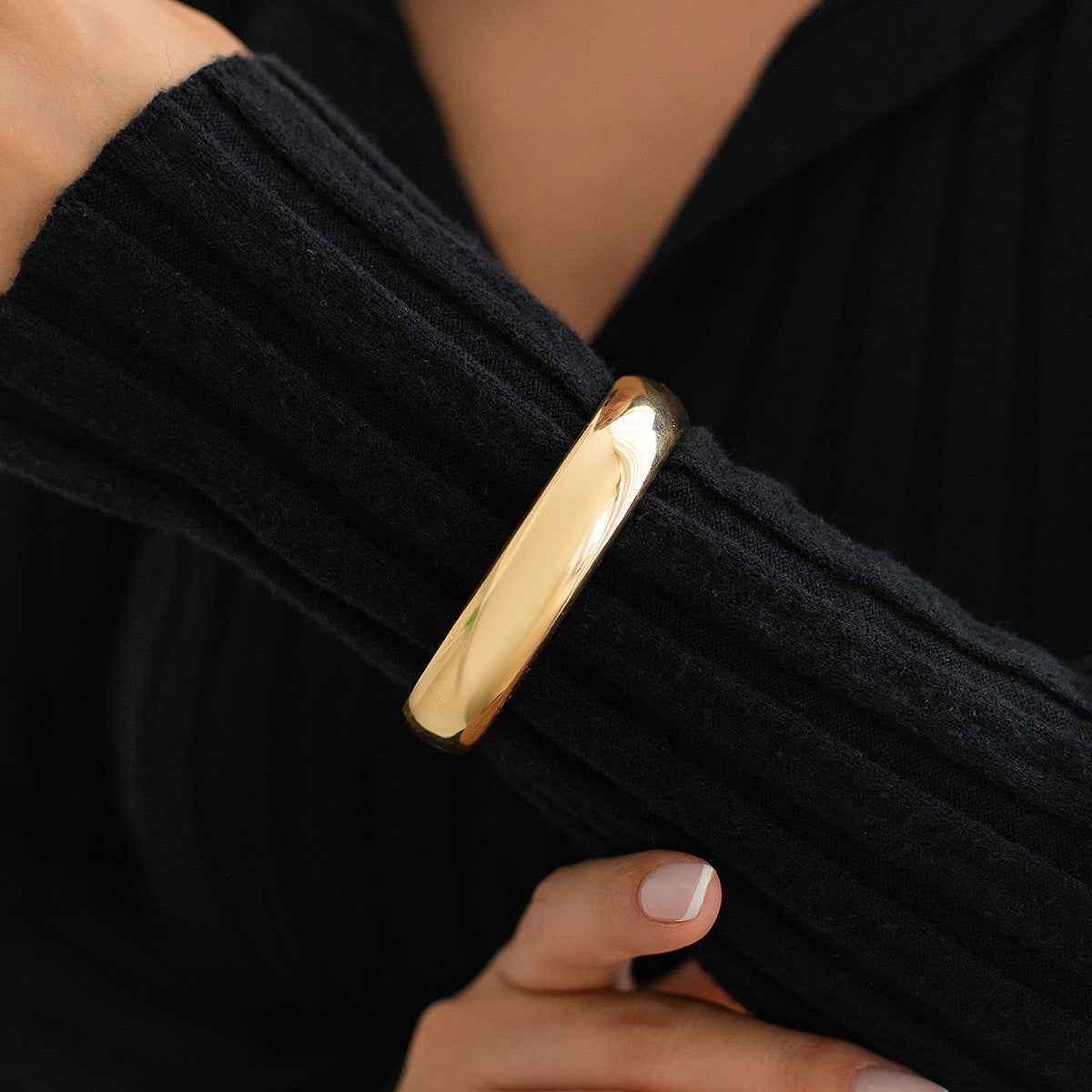 Bracelet Liquid Metal Smooth Spring Bracelet Geometric Wind Texture Wide Bracelet