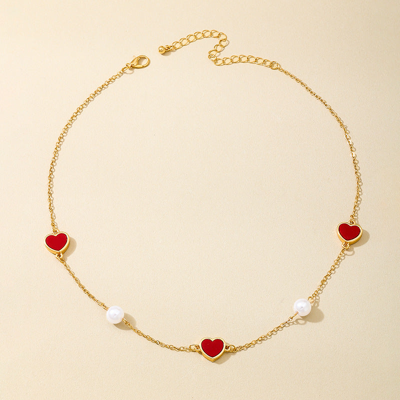 Planderful Vienna Verve Necklace – Elegant Metal Design with Red Love Pearls