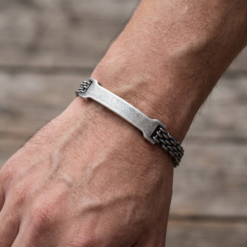 Smooth Curved Bar Mesh Chain Titanium Steel Bracelet Stainless Steel Extension Chain
