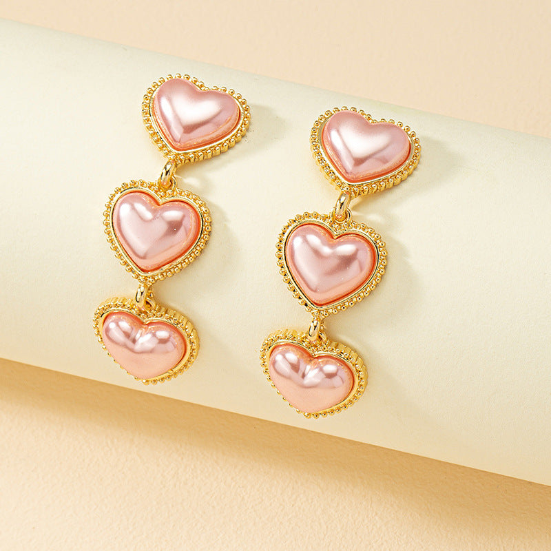 Luxurious French Pearl Love Heart Earrings - Vienna Verve Collection