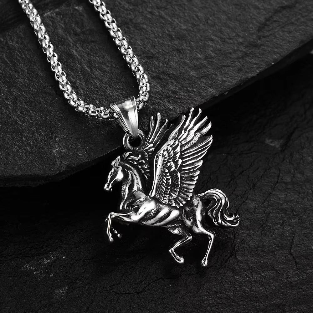 Punk Pegasus Stainless Steel Men's Pendant Necklace