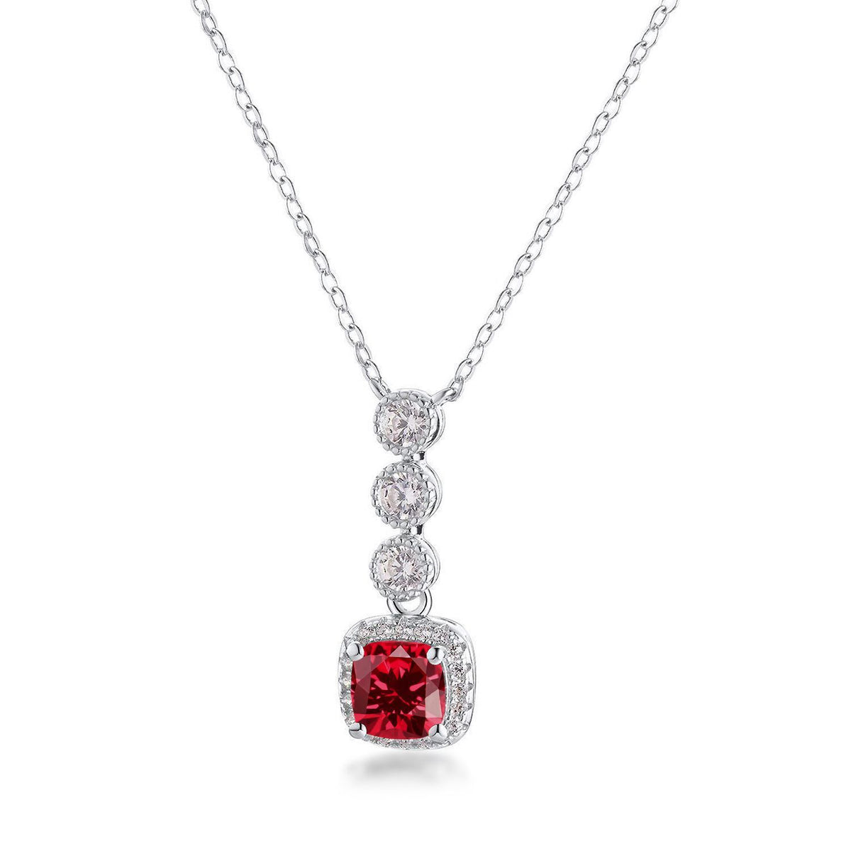 S925 Sterling Silver Lab-Grown Gemstone Retro Pendant Vintage-Inspired Necklace