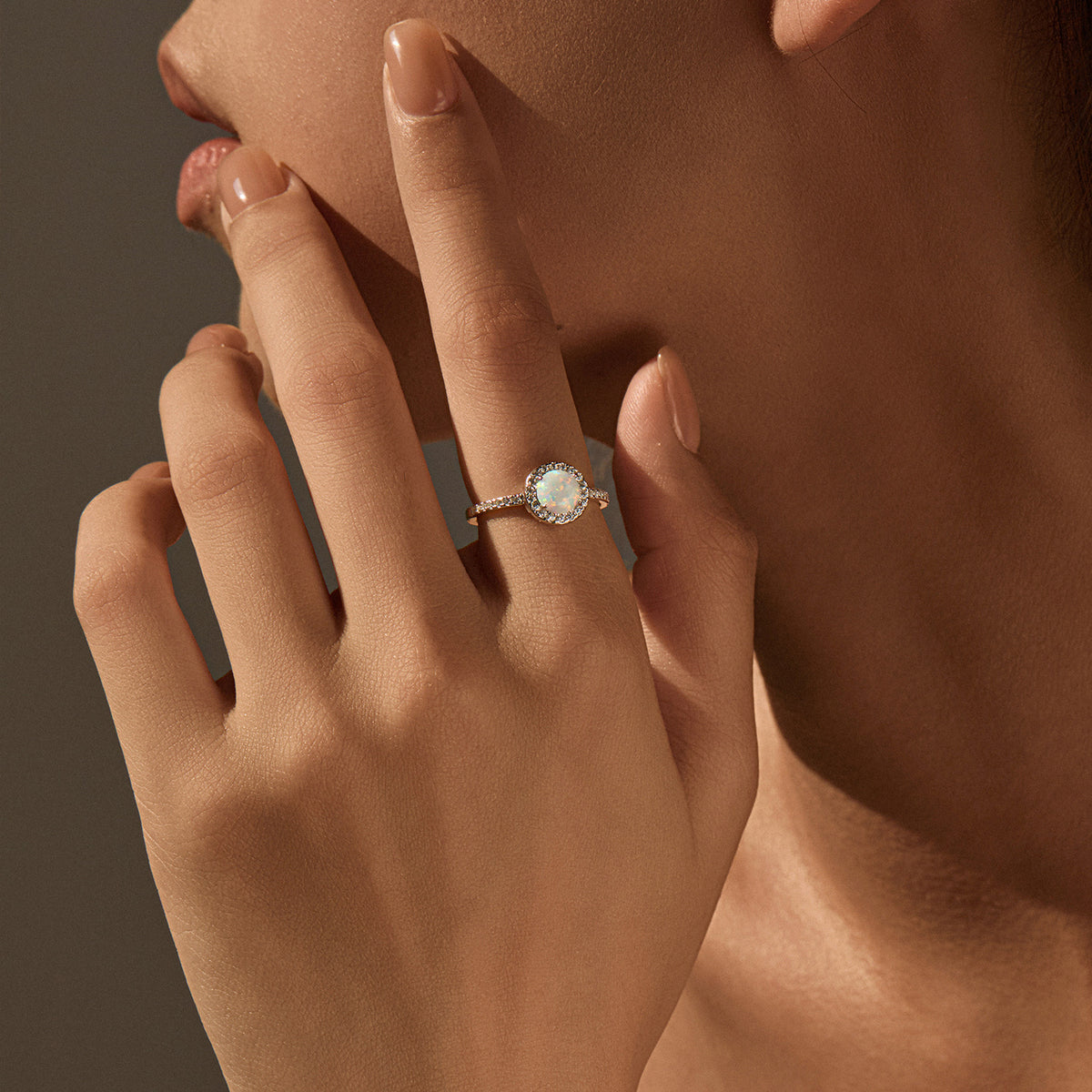 925 Sterling Silver Faux Opal Ring