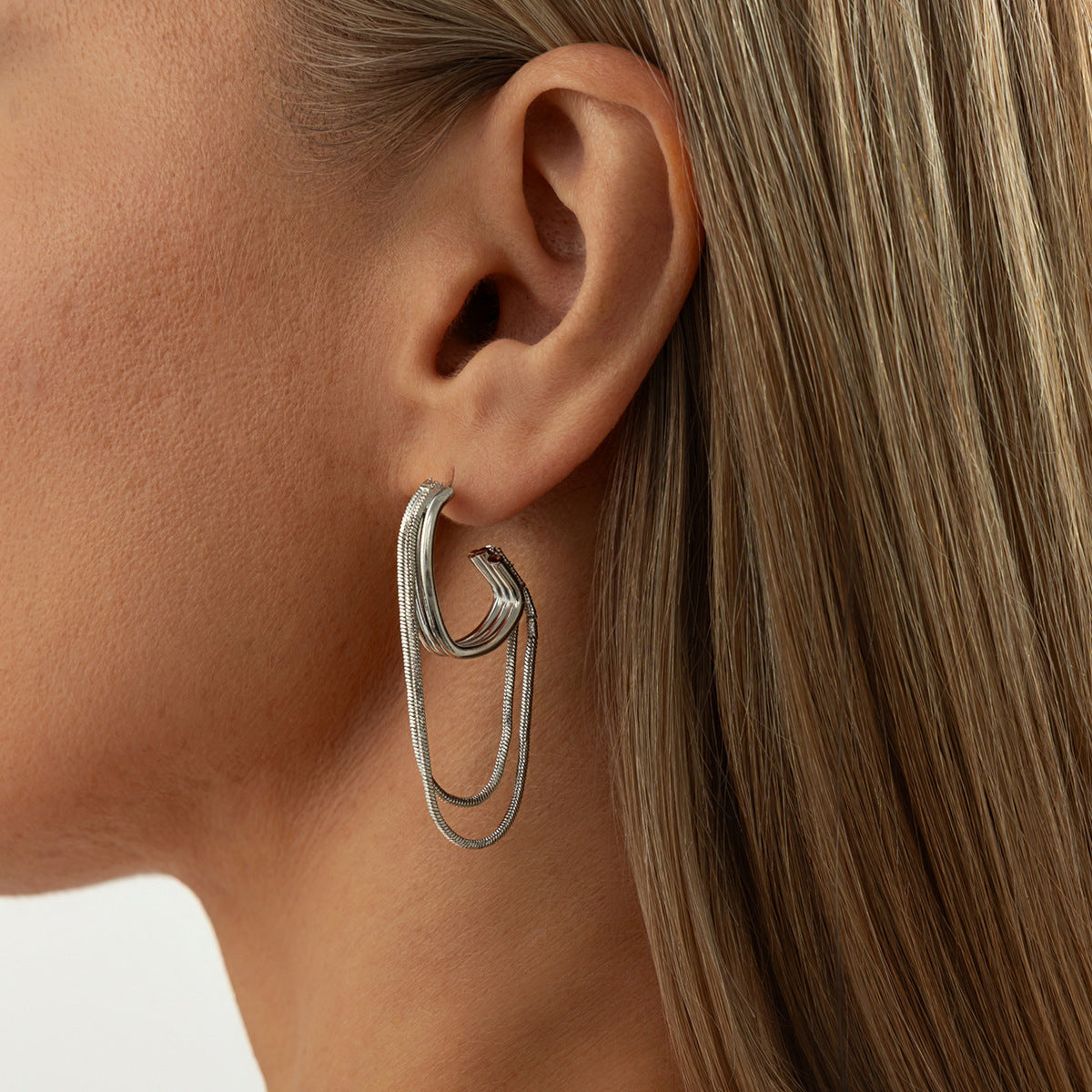 Planderful Vienna Verve Fringed Chain Earrings Irregular Pleated Geometric Statement Jewelry For Fashion Forward Women