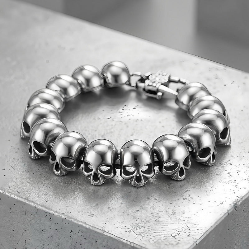 Punk Style Goth Ghost Head Bracelet Hip Hop Rock Three-Dimensional Skull Vacuum Plated