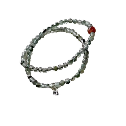 Blessing Brand Sterling Silver Bracelet with Green Hair Crystal