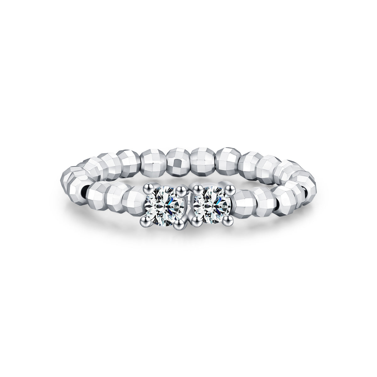 Sparkling Bead Moissanite Stacking Ring