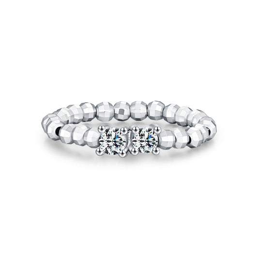Sparkling Bead Moissanite Stacking Ring