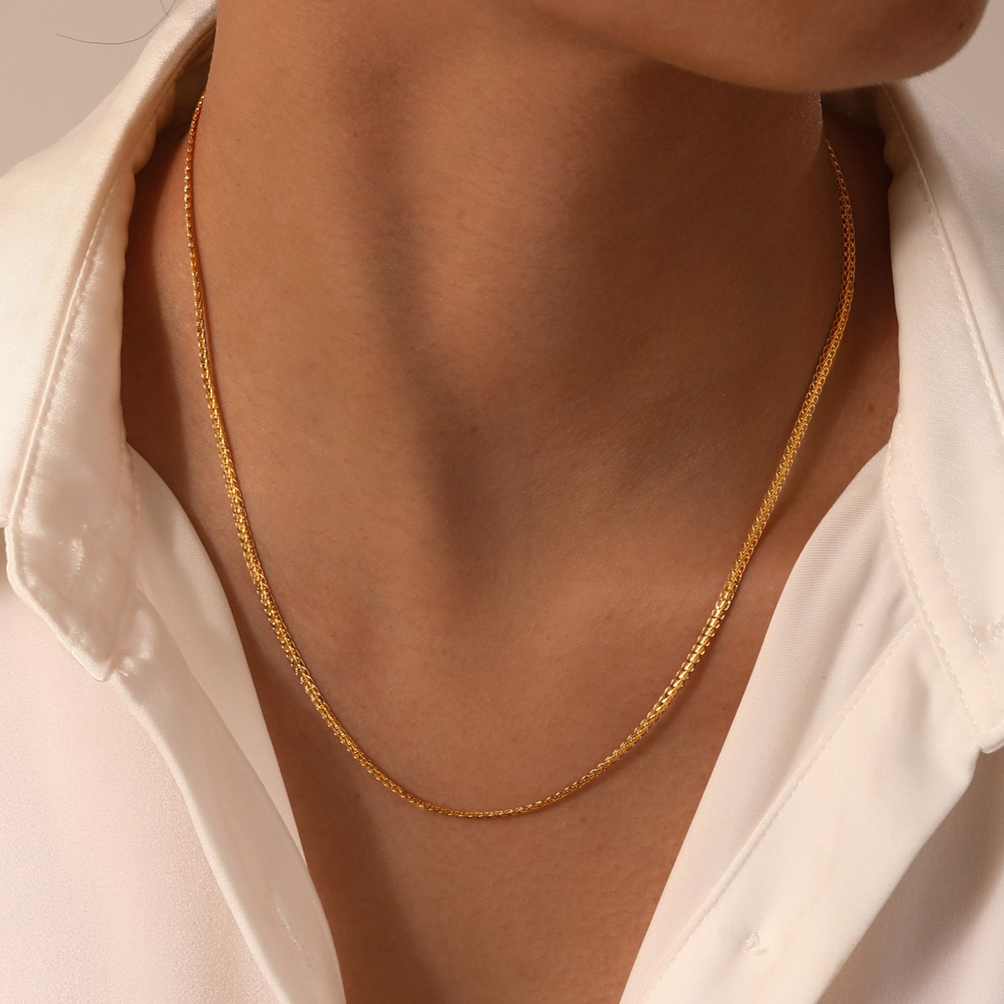 Necklace Ladies Gold Stainless Steel Woven Handmade Chain