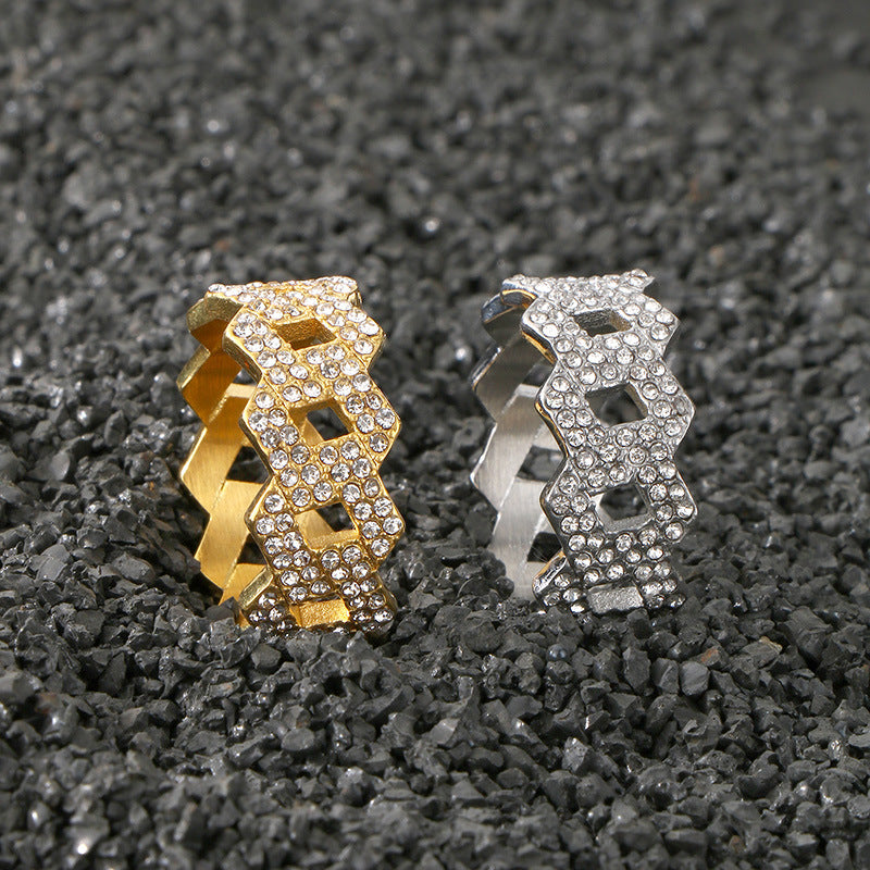 Planderful Personalized Zircon Ring For Men Hip Hop Style