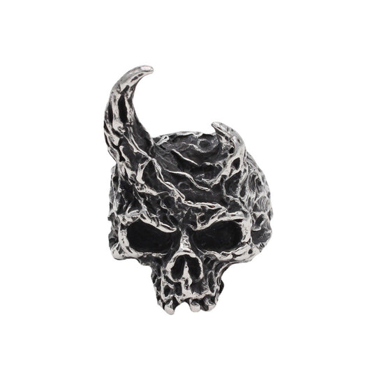 Halloween Goat Horn Skull Titanium Steel Ring for Men