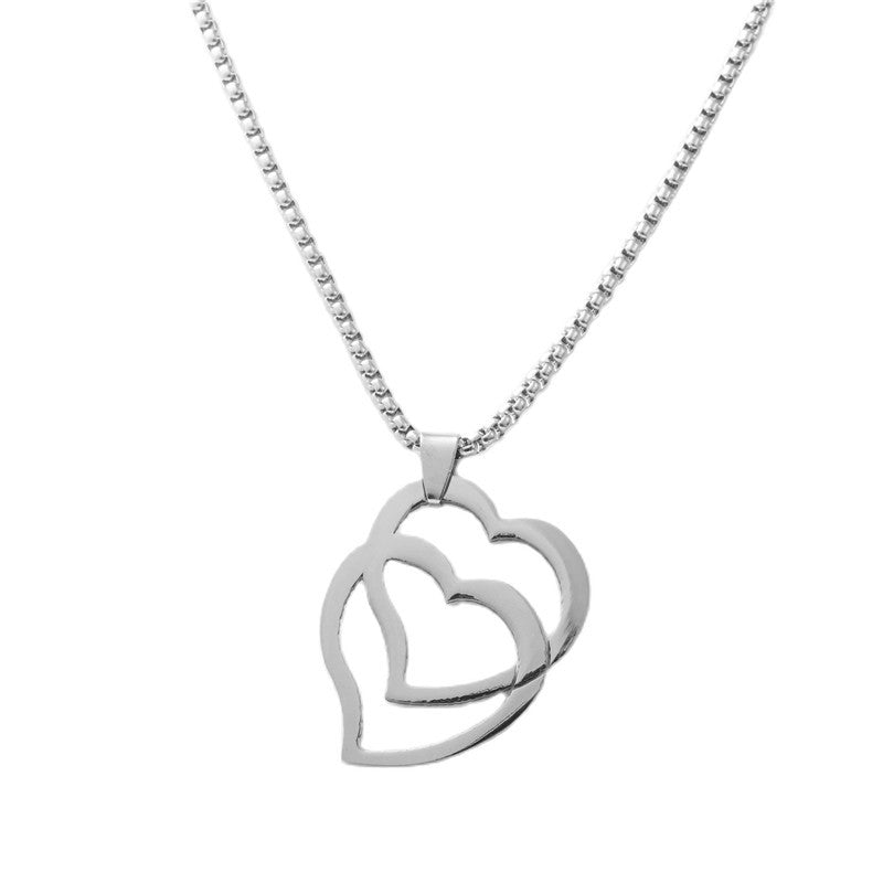 Personalized Retro Titanium Steel Heart Pendant Necklace for Men - Trendy Peach Design