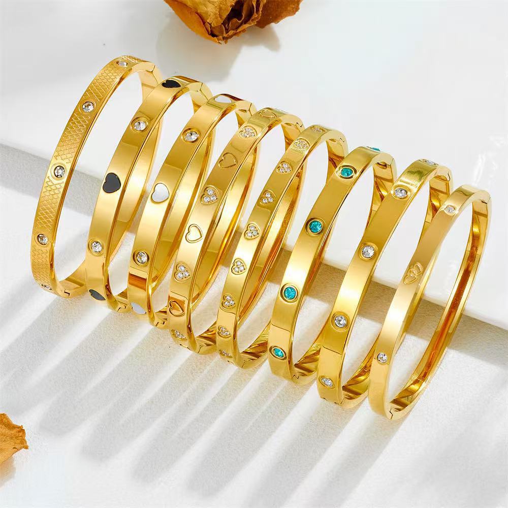 Planderful Jewelry Stainless Steel Zircon Open Bracelet For Women European Inspired Minimalist Luxury