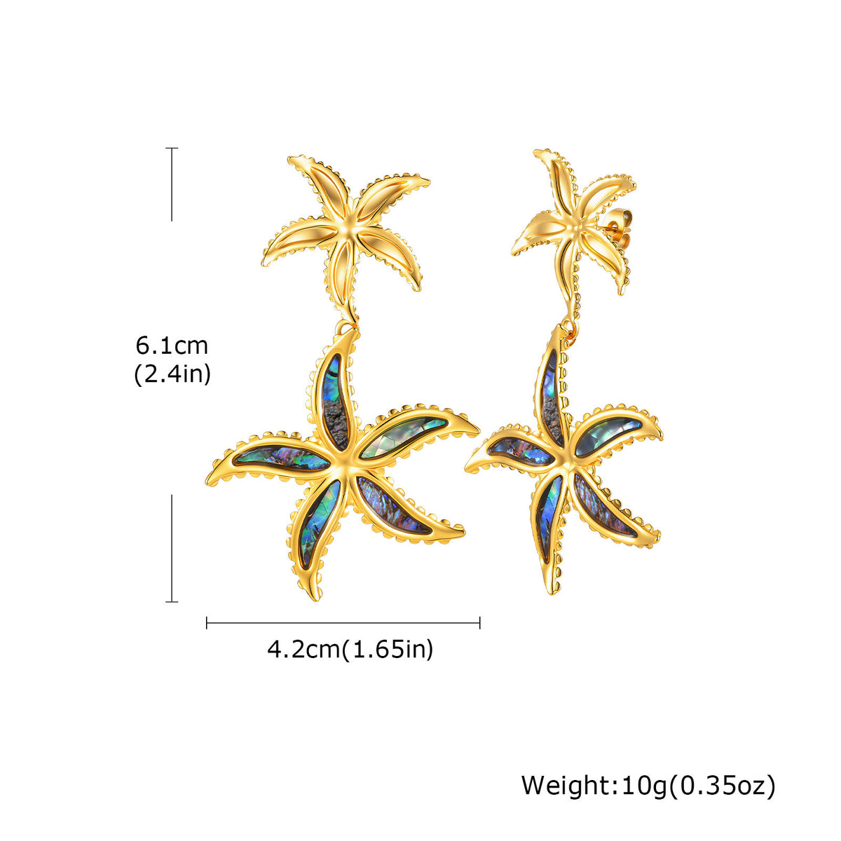 Gold-Tone Iridescent Starfish Drop Earrings