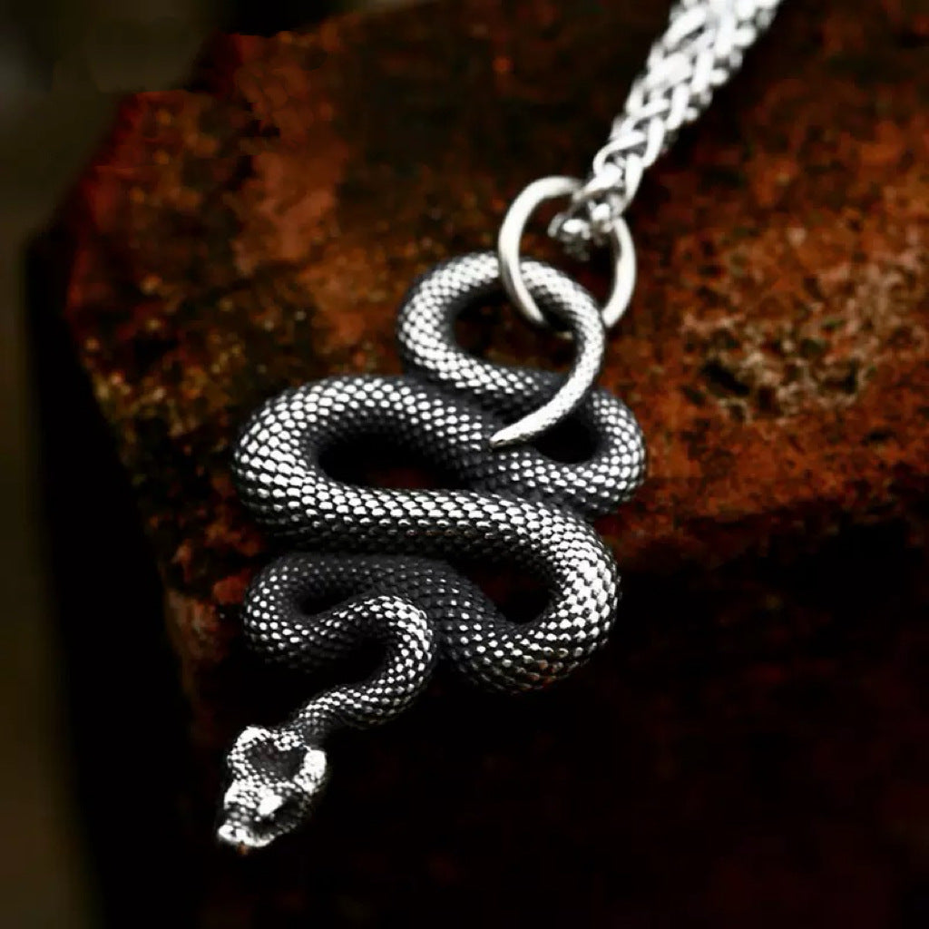 Planderful Stainless Steel Snake Pendant Necklace For Men Personalized Creative Design