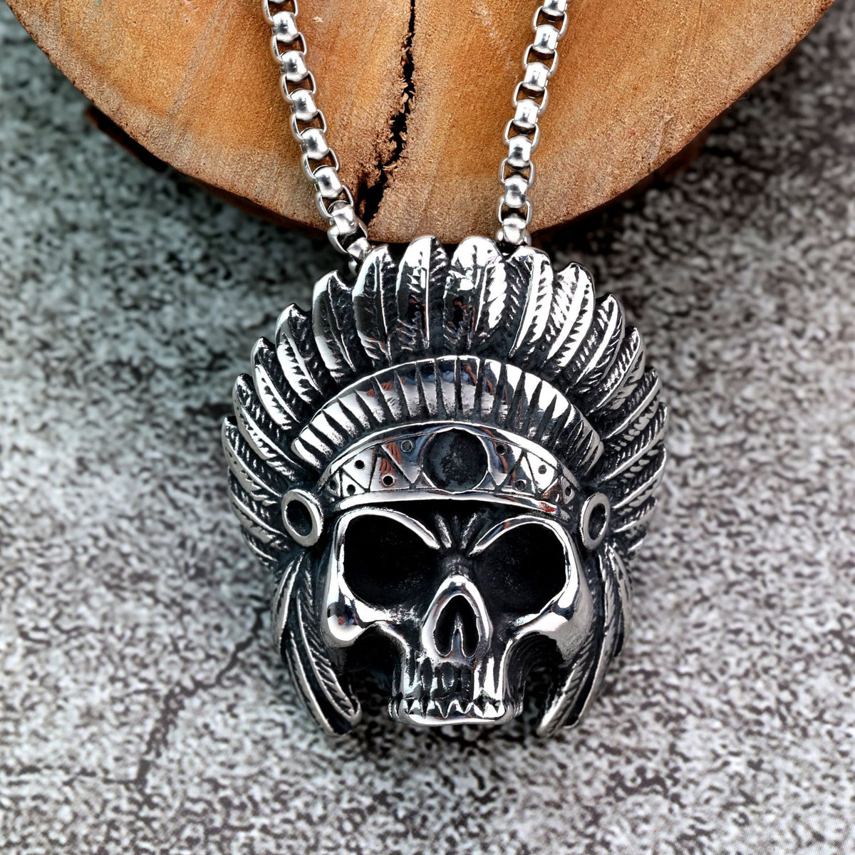 Punk Feather Stainless Steel Men's Pendant Necklace