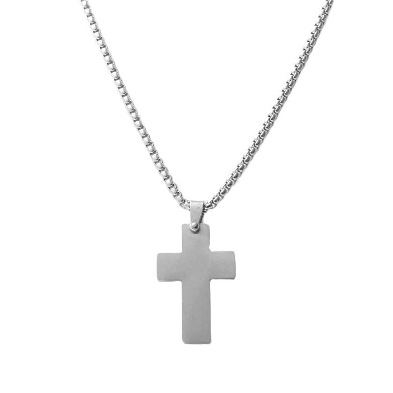 Stylish Titanium Steel Cross Pendant Necklace for Men - Personalized Retro Design