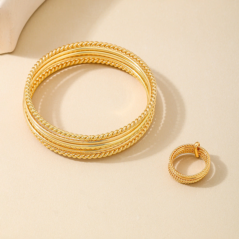 Metal Multi-Layer Bracelet Ring Set for Women by Planderful