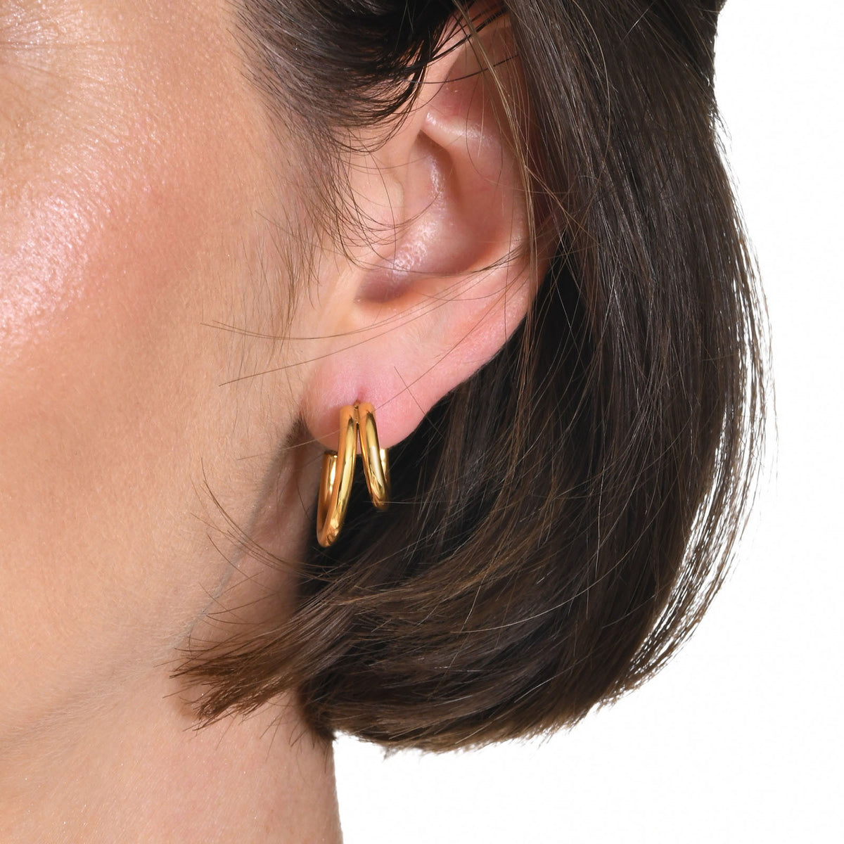 Gold-Tone Layered Hoop Earrings — Double or Triple