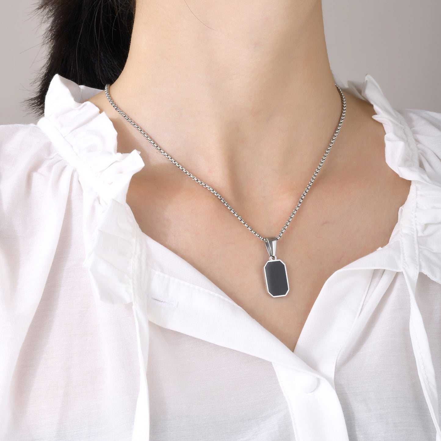 Titanium Steel Necklace Women's Epoxy Geometric Pendant Jewelry