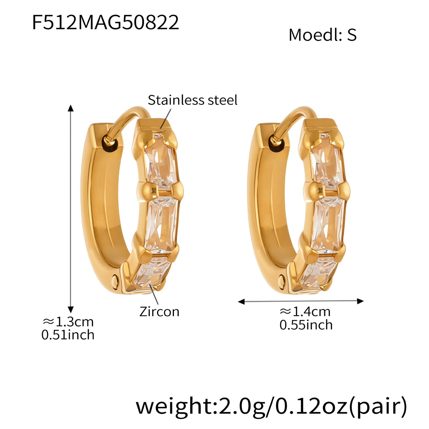 Planderful Exquisite Zircon Earrings Gold Plated Cross Women