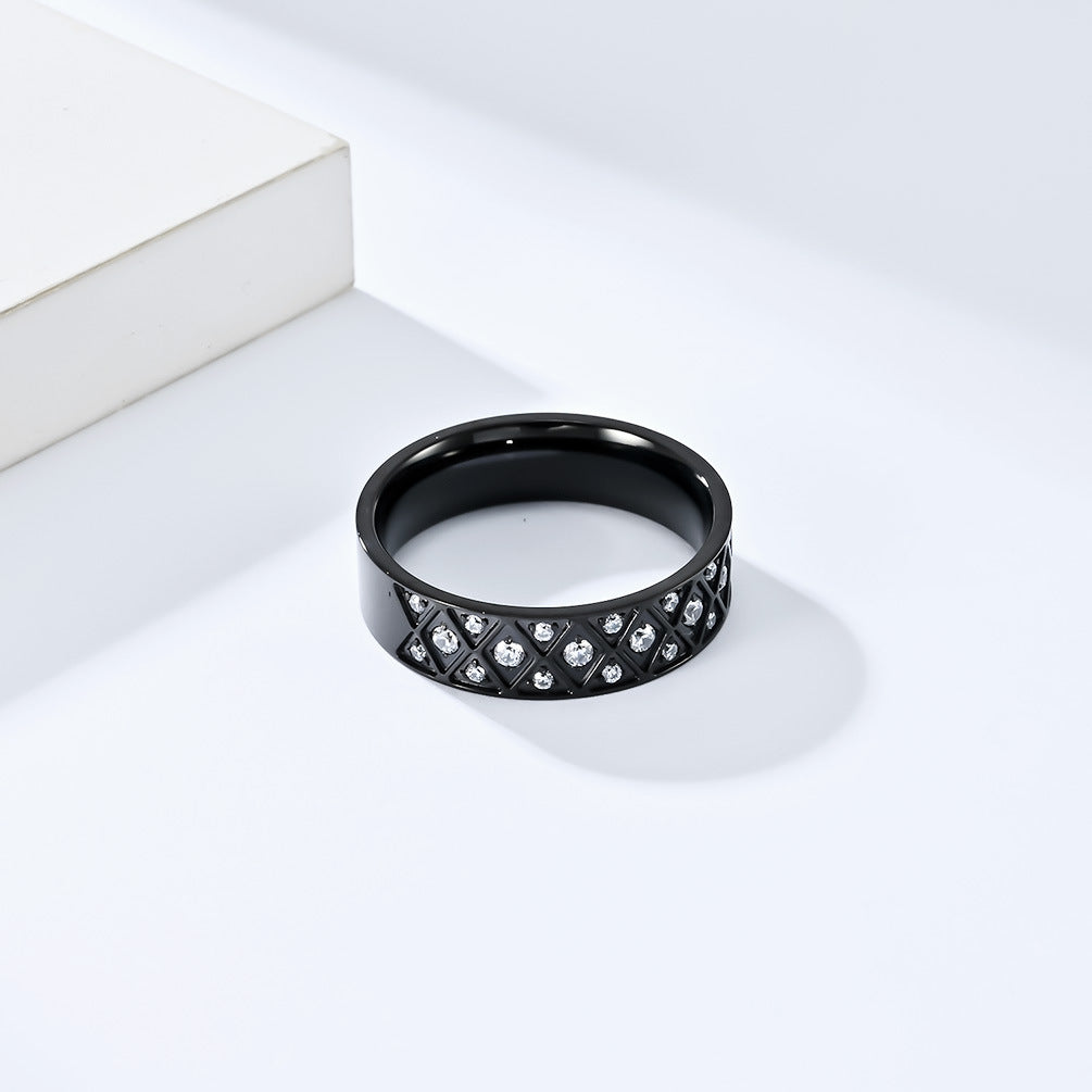 Cross-Border European and American Titanium Steel Zircon Ring