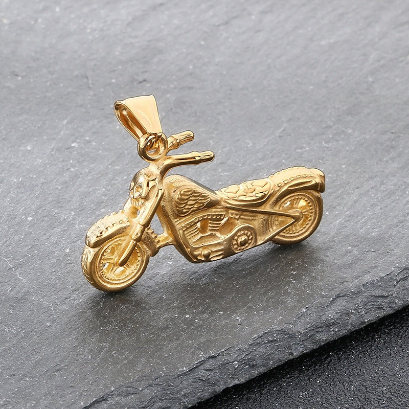 Planderful Skull Motorcycle Pendant For Men Titanium