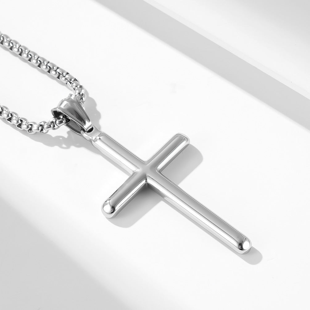 Cold Neutral European and American Titanium Steel Cross Necklace