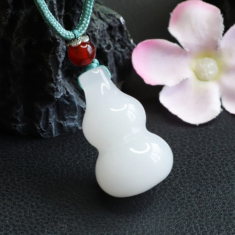 Golden Silk Jade Gourd Pendant