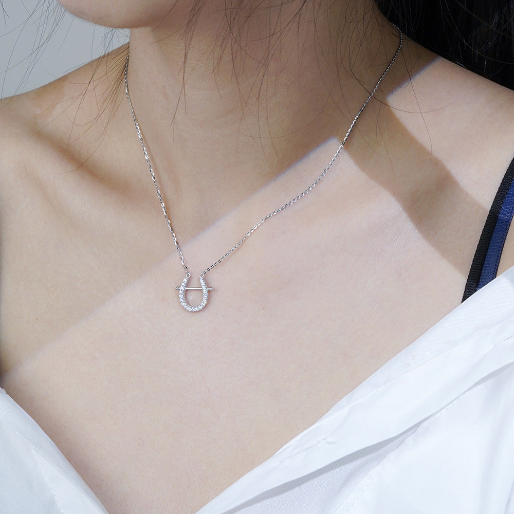 Niche Design Sense S925 Sterling Silver U-Shaped Horseshoe Necklace