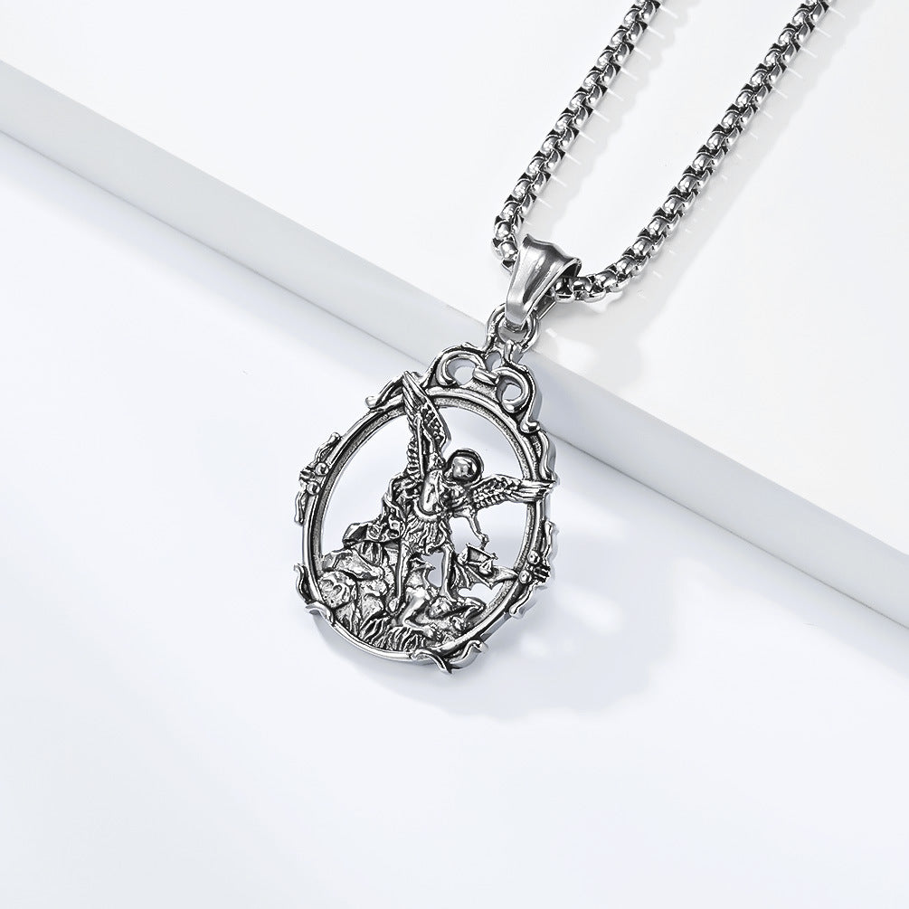 Timeless St Michael Necklace Titanium Steel Archangel Pendant For Men And Women By Planderful Everyday Genie