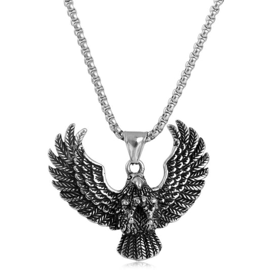 Planderful Titanium Steel Eagle Pendant Necklace For Men Retro Punk Fashion Accessory