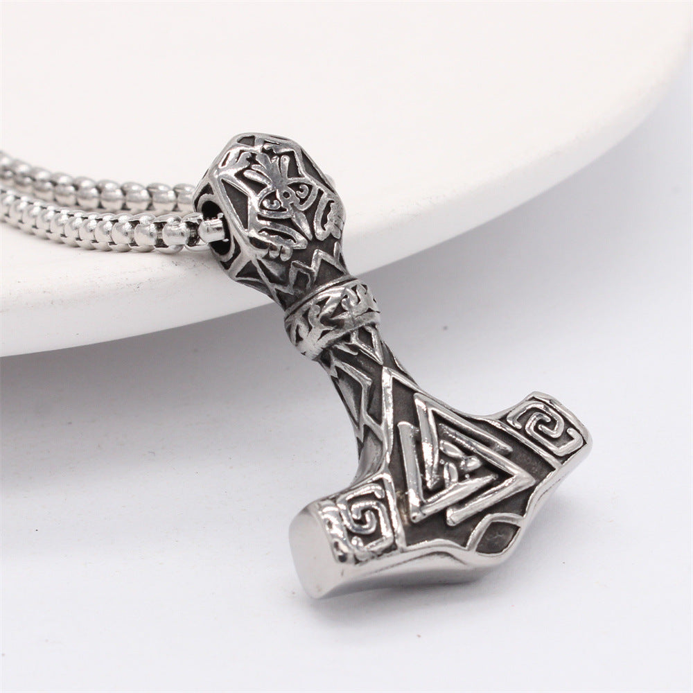 Planderful Viking Triangle Pendant Unisex Titanium Steel Shield Protection Statement Retro Bold Design