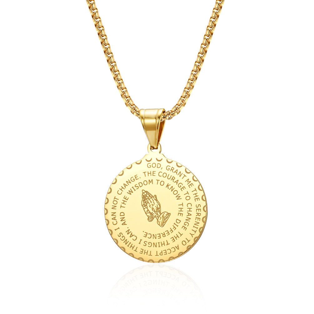 Steel Necklace - Statement Prayer Hand