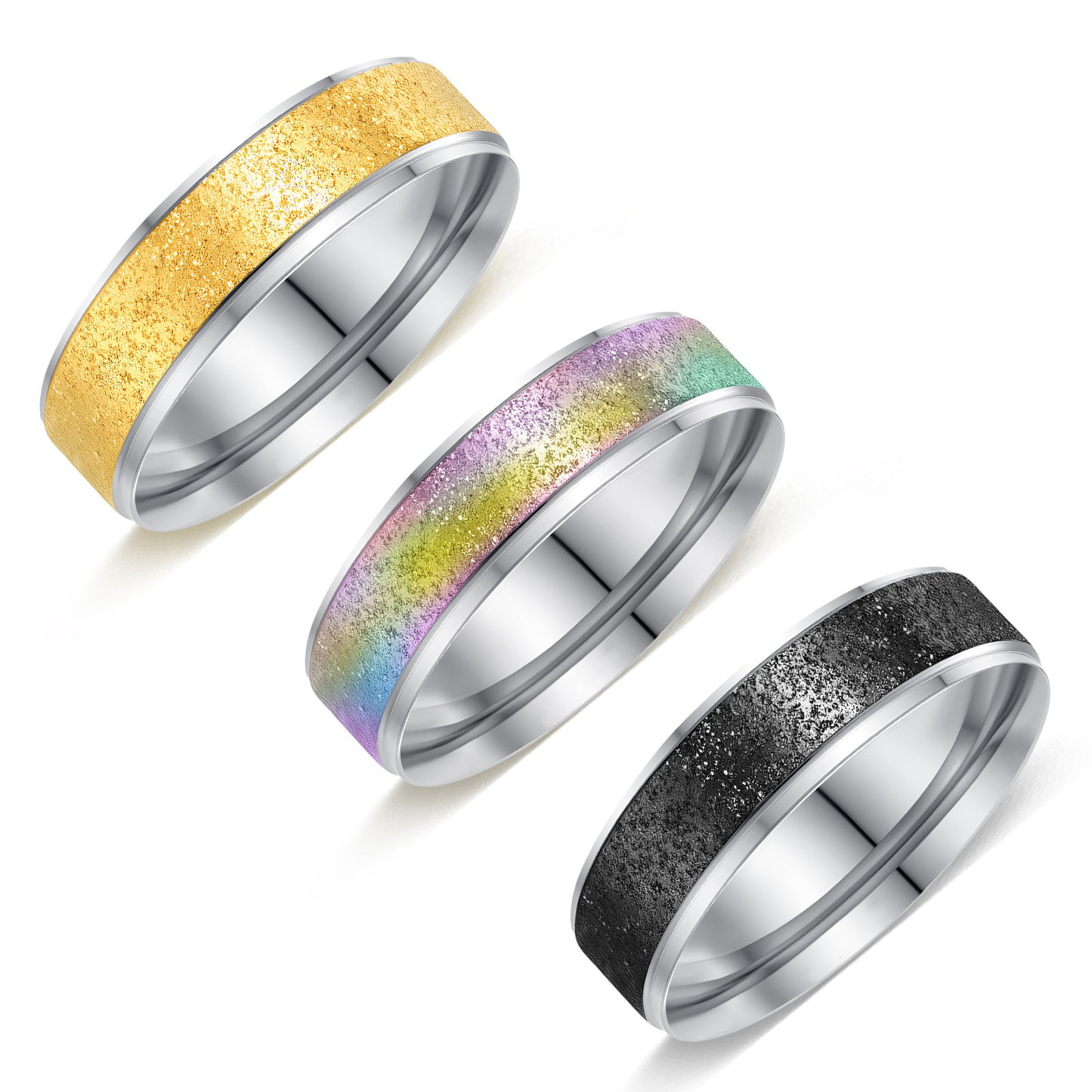 Planderful Two Tone Stainless Steel Ring 6mm Matte Finish For Women Everyday Genie Collection