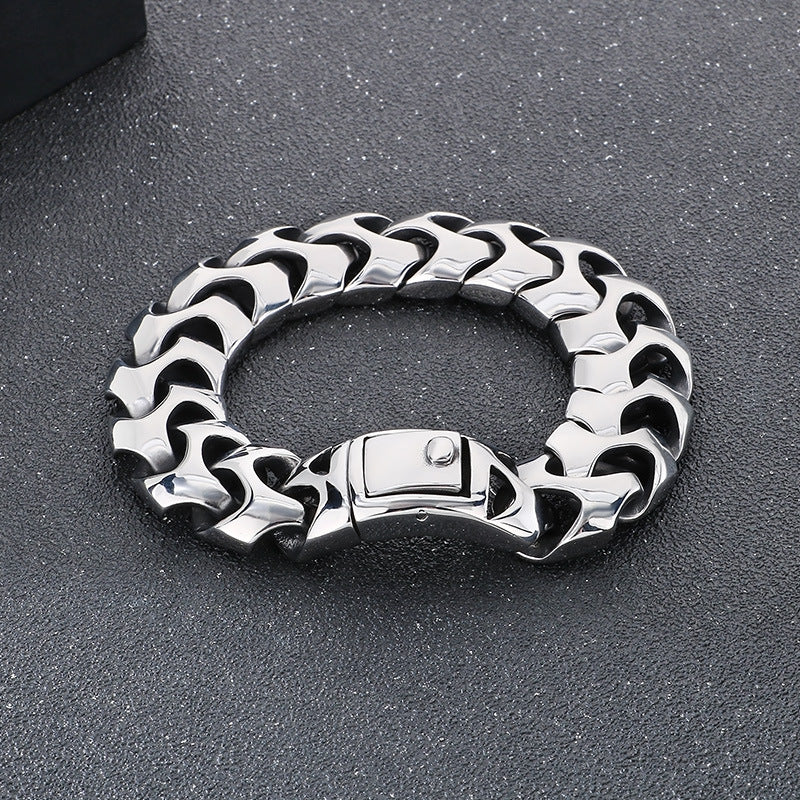 Planderful Square Snap Bracelet Titanium Steel For Men Punk