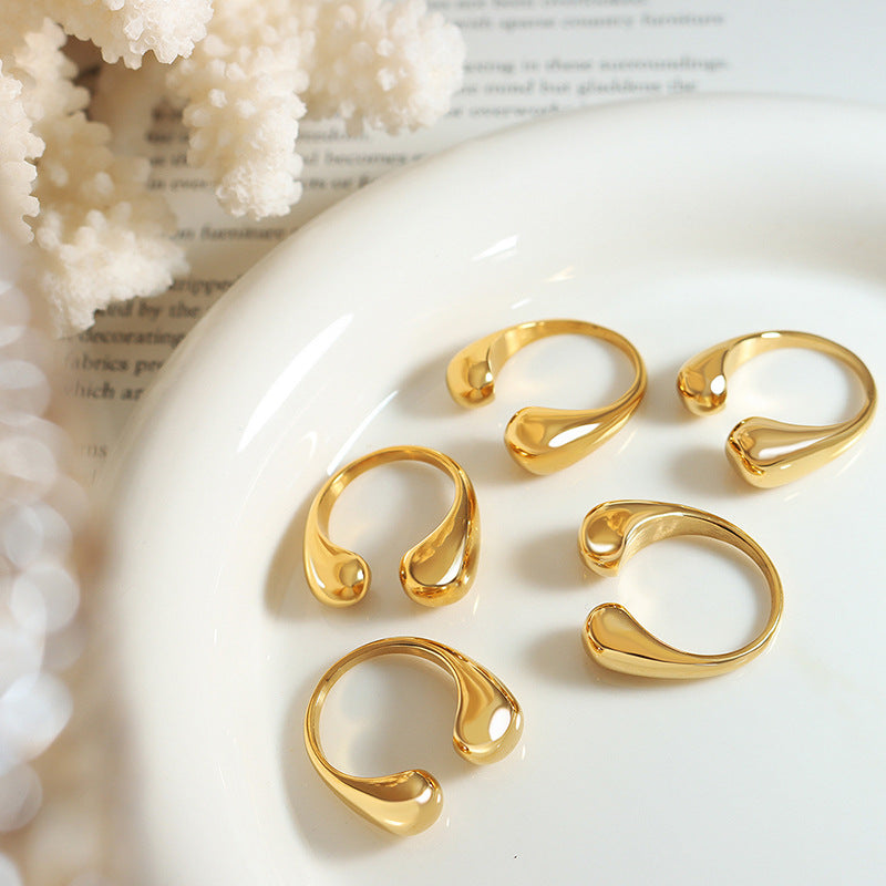 Chic Geometric Gold-Plated Open Ring - Stylish European American Jewelry