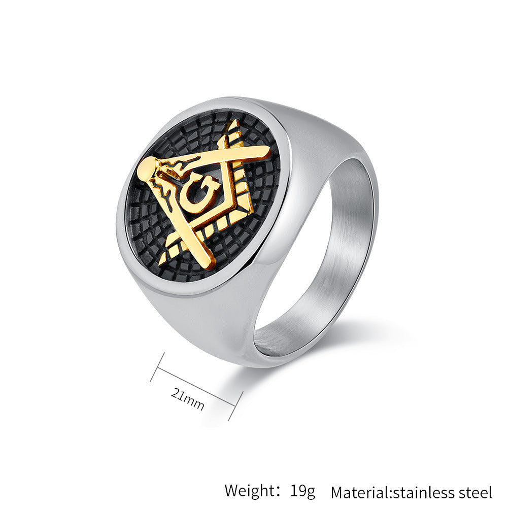 Planderful Freemasonry Ring For Men Stainless Steel Titanium Durable Retro Style Everyday Genie
