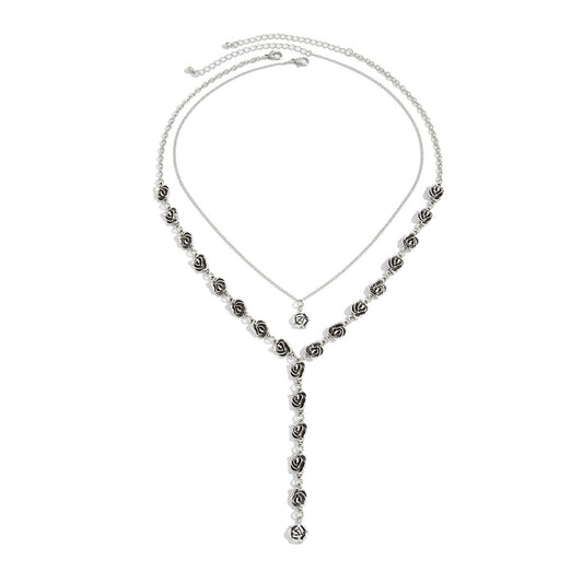 Rose & Camellia Fringe Necklace