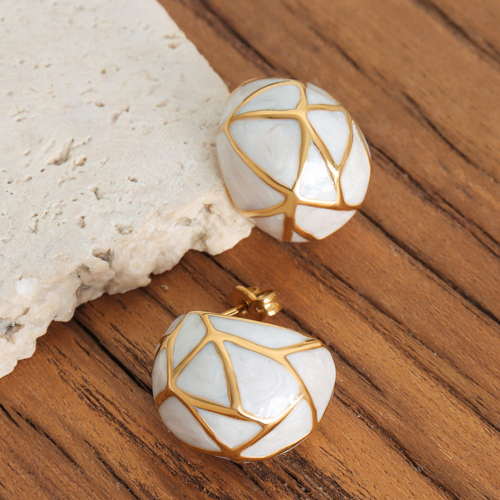 Sleek Geometric Glaze Titanium Earrings for Stylish Women