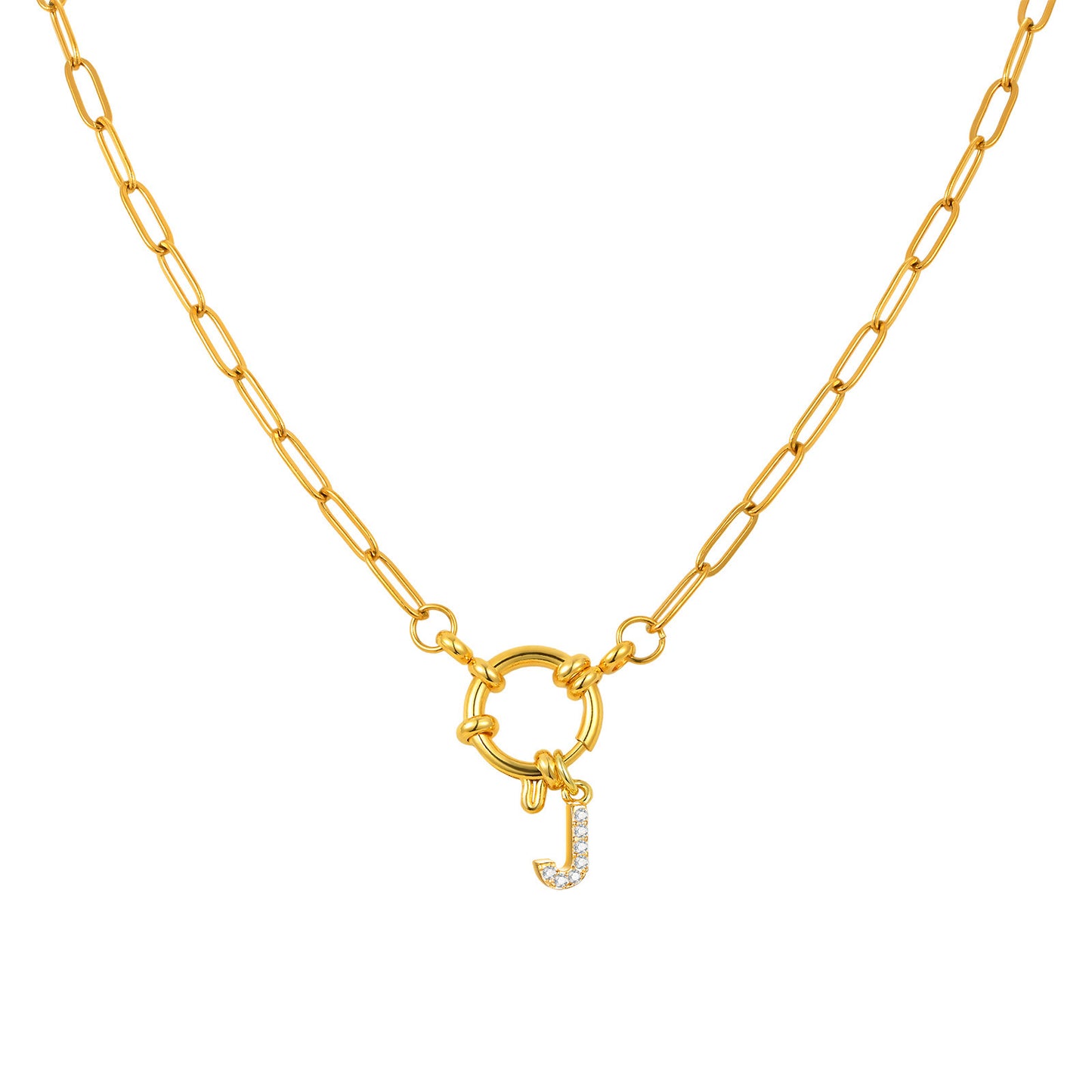 Name Letter Stainless Steel Small Square Chain Bubble Buckle Copper 26 Letter Necklace
